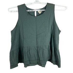 Cotton Bleu Womens Sleeveless Peplum Top Size 3X Curvy 100% Cotton Green